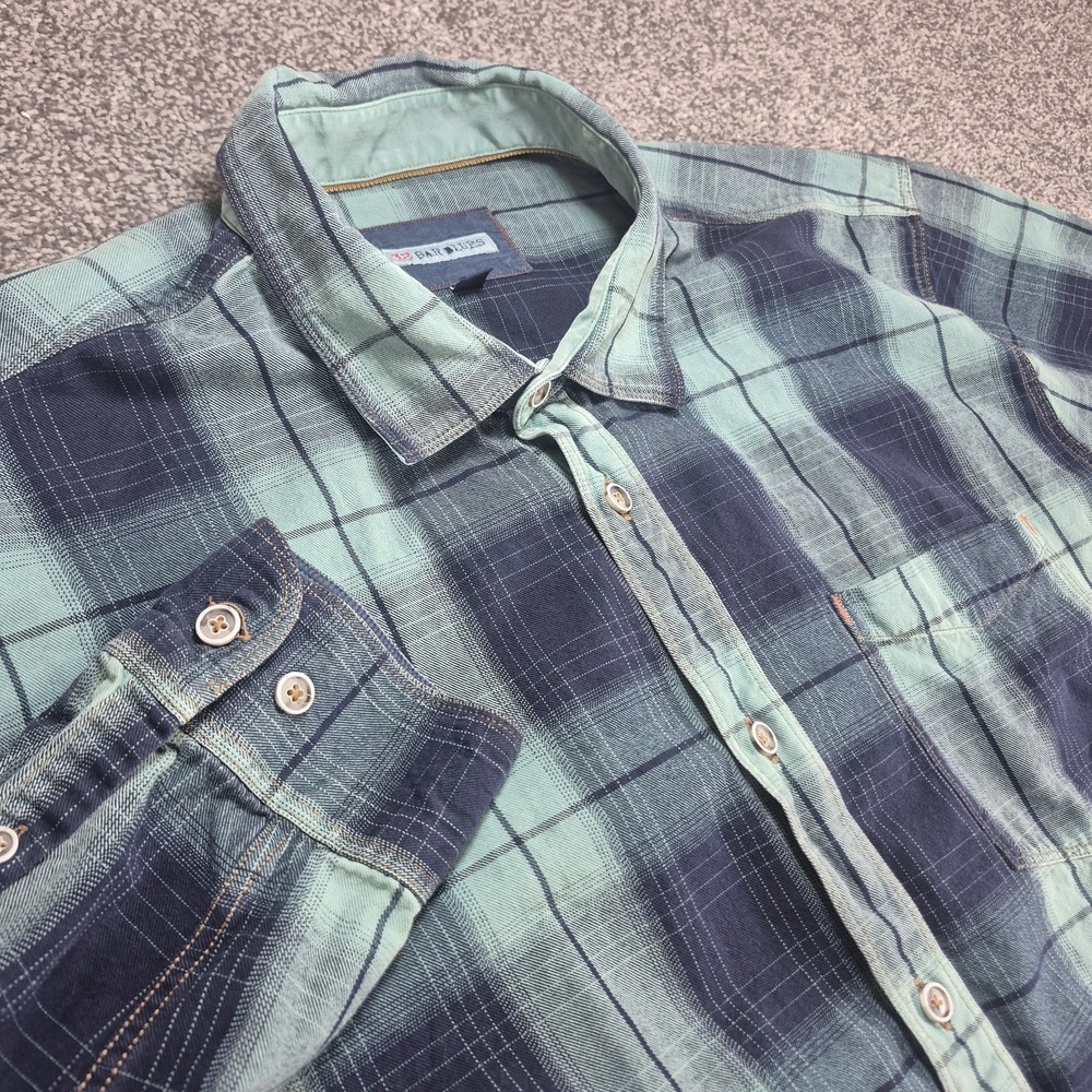 32‎ Bar Blues Flannel Shirt Mens XL Plaid Button Down